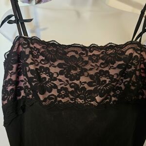 Express Black and Pink Lace Midi Dress